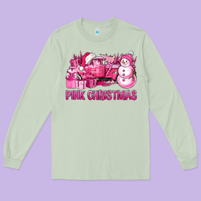 Pink Christmas Truck Long Sleeve Tee Designed By Bundleandbundleshop