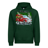 Forest Green Merry Christmas Truck With Gifts Urban Hoodie - FaDigitalArtStudio