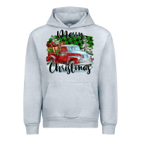 Heather Grey Merry Christmas Truck With Gifts Urban Hoodie - FaDigitalArtStudio