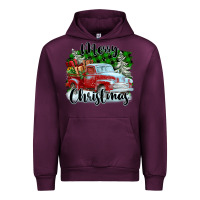 Mauve Wine Merry Christmas Truck With Gifts Urban Hoodie - FaDigitalArtStudio