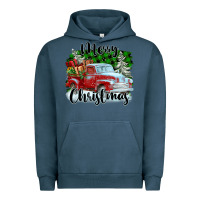 Pigment Midnight Navy Merry Christmas Truck With Gifts Urban Hoodie - FaDigitalArtStudio