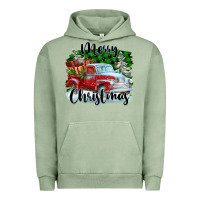 Pigment Oil Green Merry Christmas Truck With Gifts Urban Hoodie - FaDigitalArtStudio
