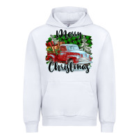 White Merry Christmas Truck With Gifts Urban Hoodie - FaDigitalArtStudio