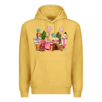 Antique Gold pink christmas coffe cups Premium Hoodie - CowGirlArtShop