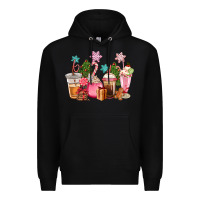 Black pink christmas coffe cups Premium Hoodie - CowGirlArtShop