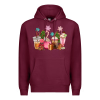 Burgundy pink christmas coffe cups Premium Hoodie - CowGirlArtShop