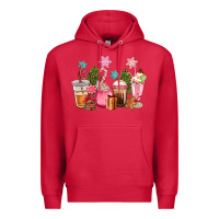 Cardinal pink christmas coffe cups Premium Hoodie - CowGirlArtShop