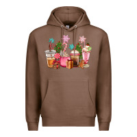 Pink Christmas Coffe Cups Premium Hoodie | Teevron