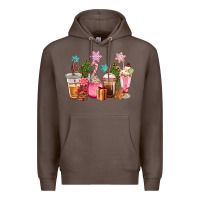Coffee pink christmas coffe cups Premium Hoodie - CowGirlArtShop
