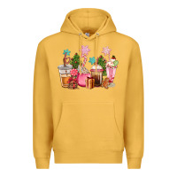 Mustard pink christmas coffe cups Premium Hoodie - CowGirlArtShop