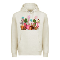 Oatmeal Heather pink christmas coffe cups Premium Hoodie - CowGirlArtShop