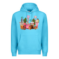 Ocean Blue pink christmas coffe cups Premium Hoodie - CowGirlArtShop