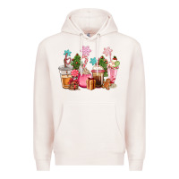 Pale Pink pink christmas coffe cups Premium Hoodie - CowGirlArtShop