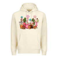 Sandshell pink christmas coffe cups Premium Hoodie - CowGirlArtShop
