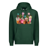 Sports Green pink christmas coffe cups Premium Hoodie - CowGirlArtShop