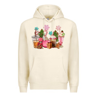 Tofu pink christmas coffe cups Premium Hoodie - CowGirlArtShop