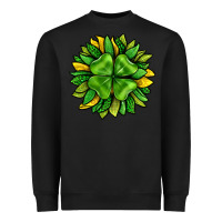 Black St. Patricks Sunflower With Clover Heavyweight Sweatshirt - BundleAndBundleShop