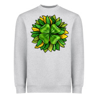 Heather Grey St. Patricks Sunflower With Clover Heavyweight Sweatshirt - BundleAndBundleShop