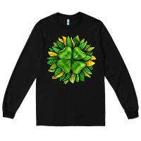 Black St. Patricks Sunflower With Clover Long Sleeve Tee - BundleAndBundleShop