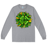 Heather Grey St. Patricks Sunflower With Clover Long Sleeve Tee - BundleAndBundleShop