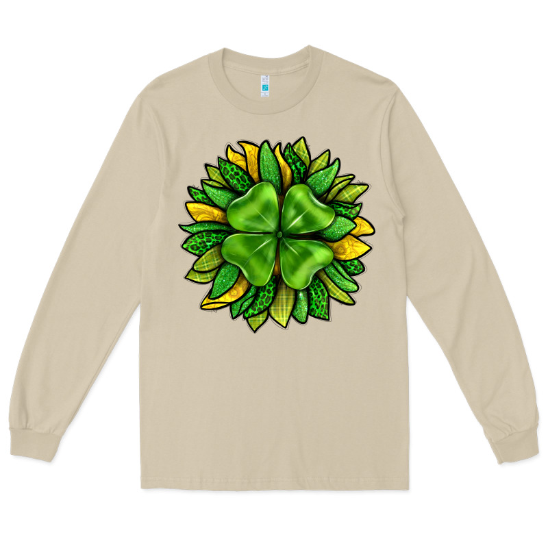 St. Patricks Sunflower With Clover Long Sleeve Tee by BundleAndBundleShop | Teevron
