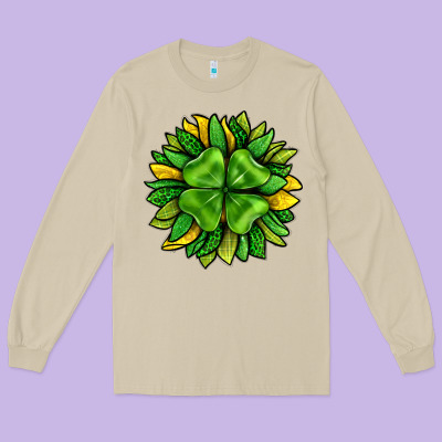 St. Patricks Sunflower With Clover Long Sleeve Tee Designed By Bundleandbundleshop