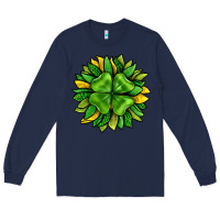 Navy St. Patricks Sunflower With Clover Long Sleeve Tee - BundleAndBundleShop