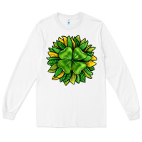 White St. Patricks Sunflower With Clover Long Sleeve Tee - BundleAndBundleShop