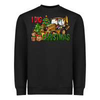 Black I Dig Christmas Backhoe Loader Heavyweight Sweatshirt - BundleAndBundleShop