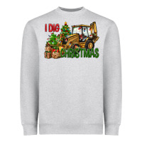 Heather Grey I Dig Christmas Backhoe Loader Heavyweight Sweatshirt - BundleAndBundleShop