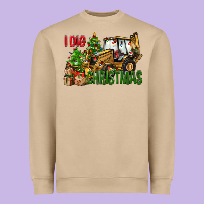 I Dig Christmas Backhoe Loader Heavyweight Sweatshirt Designed By Bundleandbundleshop