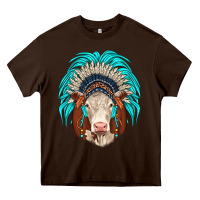 Chocolate Brown hereford indian headdress Heavy Core Tee - JahusDesignShop