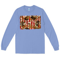 Colony Blue america, cowhide, leopard backgraund Long Sleeve Tee - JahusDesignShop