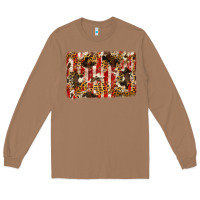 Toasted Coconut america, cowhide, leopard backgraund Long Sleeve Tee - JahusDesignShop