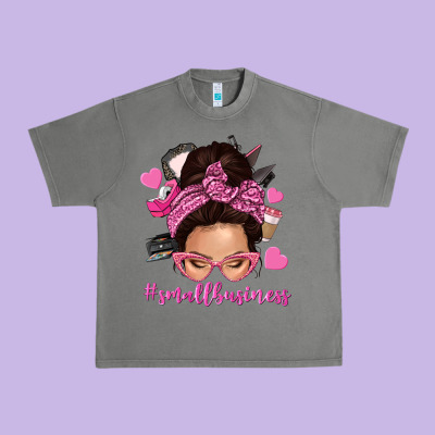 Small Business Messy Bun Urban Heavy Tee Designed By Nancycooperartshop