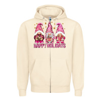 Sandshell Happy holidays with gnomes Zipper Hoodie - NancyCooperArtShop