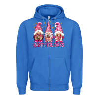 True Royal Happy holidays with gnomes Zipper Hoodie - NancyCooperArtShop