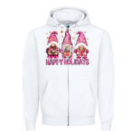 White Happy holidays with gnomes Zipper Hoodie - NancyCooperArtShop
