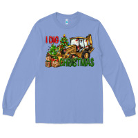 Colony Blue I Dig Christmas Backhoe Loader Long Sleeve Tee - BundleAndBundleShop