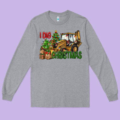 I Dig Christmas Backhoe Loader Long Sleeve Tee Designed By Bundleandbundleshop