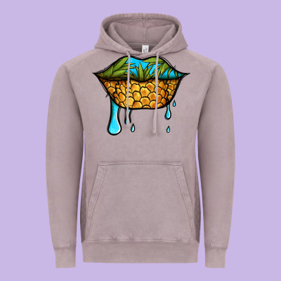Summer Vibes Pineapple Lips Vintage Hoodie Designed By Jasminsmagicworld