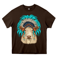 Chocolate Brown charolais indian headdress Heavy Core Tee - JahusDesignShop