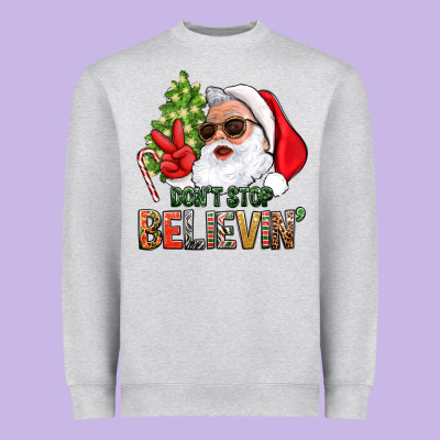 Don't Stop Believing Santa Heavyweight Sweatshirt Designed By Bundleandbundleshop