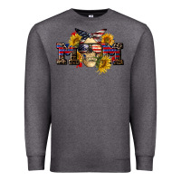 Charcoal Heather american mom skull Premium Sweatshirt - CowGirlArtShop