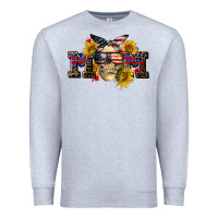 Heather Grey american mom skull Premium Sweatshirt - CowGirlArtShop