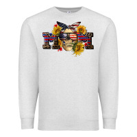 Oatmeal Heather american mom skull Premium Sweatshirt - CowGirlArtShop