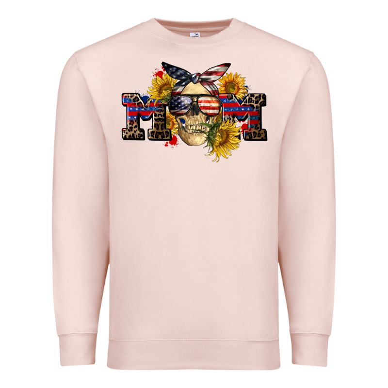 American Mom Skull Premium Sweatshirt by CowGirlArtShop | Teevron