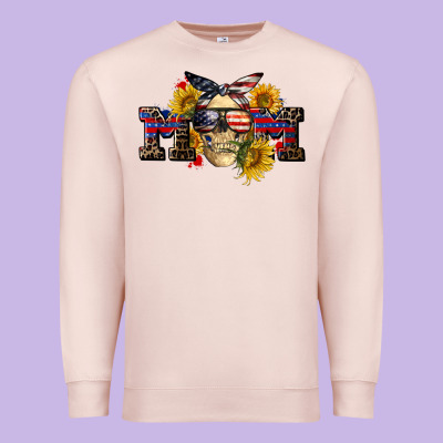 American Mom Skull Premium Sweatshirt Designed By Cowgirlartshop