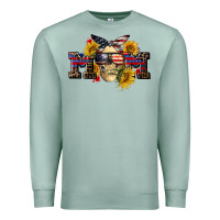 Seafoam american mom skull Premium Sweatshirt - CowGirlArtShop