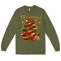 Army Green Christmas Feliz Navidad Long Sleeve Tee - BundleAndBundleShop